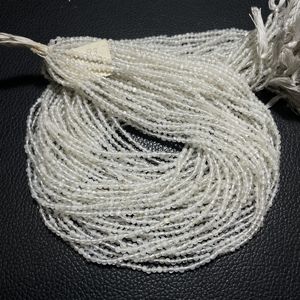 Cuentas de forma redonda lisa de piedra lunar blanca Cuentas pequeñas lisas de piedras preciosas naturales - Product Image 4