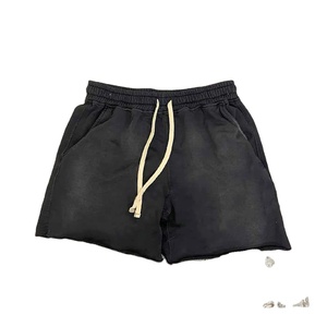 Pantalones Cortos Casuales de Algodón French Terry para Hombre, Estilo 2026, Hechos a Medida, con Bordado Desgastado, Lavado Ácido, Diseño Sólido con Bajo sin Rematar - Product Image 4