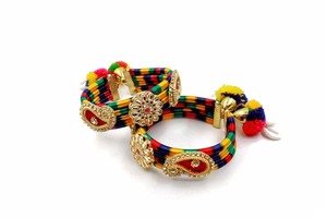 Kundan Embellished Multicolored Stretchable Bangles Indian Wedding <b>Favors</b> Bridesmaid Gifts for Haldi Sangeet Chinese New Year - Product Image 5