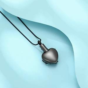 Collares de urna de corazón de Metal para cenizas, recuerdo, urna conmemorativa, joyería de cremación, colgante de ceniza para mujeres, hombres, amor, un tamaño personalizado - Product Image 4
