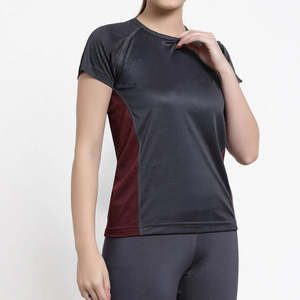 Camiseta de Algodón de Manga Corta para Mujer, Cuello Redondo, Color Sólido, Transpirable, Venta al por Mayor de Fábrica, Personalizable con Logotipo - Product Image 4