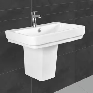 Vistaar Dorado Pedestal de cerámica blanca Lavabo Soporte para fregadero Precioso medio juego India Precio barato Diseño de exportación - Product Image 3