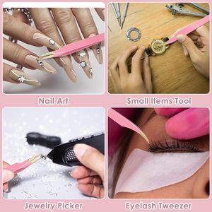 Pinzas para Pestañas con Punta de Precisión, Bañadas en Oro Rosa, para Extensiones de Pestañas Postizas, Herramienta para Pestañas con Punta de Fibra Suave - Product Image 4