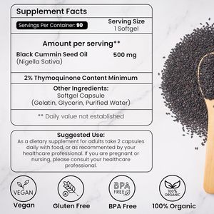 Cápsulas de Aceite de Semilla Negra Prensado en Frío Más Vendidas, Cápsulas de Aceite de Semilla Negra Orgánico Antioxidante, Cápsulas de Gel Suave que Favorecen la Digestión - Product Image 2