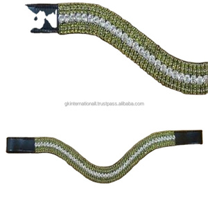 Cristales multicolores de 5 filas, diamantes de imitación, diseño mega ostentoso, en forma de onda, negro o marrón, banda de cuero premium para cejas de caballo, todos los tamaños - Product Image 1
