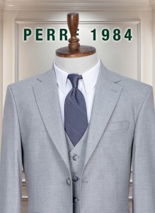 Costume d'affaires gris pour homme, style britannique, simple boutonnage, col à revers, tissu peigné infroissable, coupe droite - Product Image 6