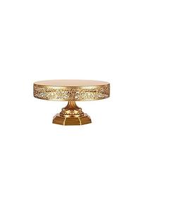 Decorative gold metal <b>cake</b> stand with mirror top perfect for glamorous <b>wedding</b> dessert tables and anniversary parties - Product Image 1