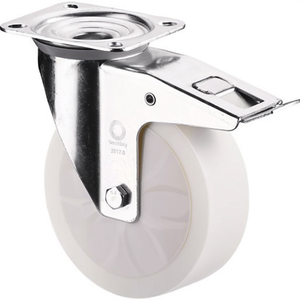 Rueda Giratoria de Plástico con Freno de 200 mm, Capacidad de Carga de 750 kg, 135x110 mm, Ruedas Blancas para Muebles - Product Image 3