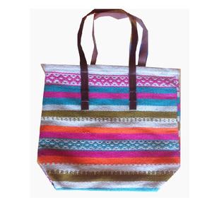 Rayas impresas ecológicas 100% algodón orgánico Color azul GOTS logotipo certificado impreso bolsos de compras de hombro para mujer caliente - Product Image 2