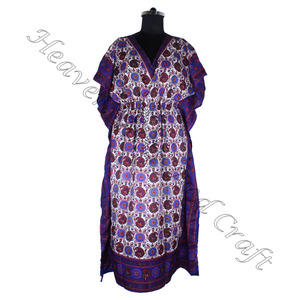 KFL012 Vêtements décontractés imprimés floraux Caftans longs en soie pour femmes Caftan/Caftan longue taille Vêtements en coton Caftan Robe imprimée pour femmes - Product Image 1