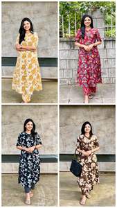 Pantalón Kurti de algodón con estampado Floral tradicional para mujer, nuevo diseño de impresión Digital para ropa de oficina regular, Exportación de bolsillo lateral - Product Image 6