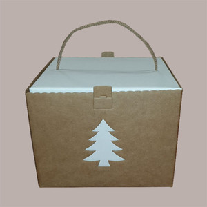 5 uds caja de regalo con soporte de Panettone gráfico de árbol de cartón marrón bajo 245x245H180mm para vacaciones de Navidad - Product Image 2