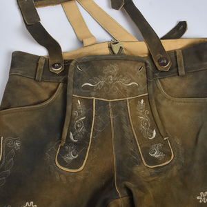 Nuevos pantalones cortos bávaros bordados de aspecto de cuero desgastado Lederhosen para hombres alemanes y austriacos Estilos de pantalones largos y cortos - Product Image 6