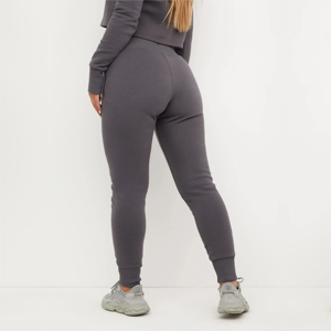 Venta al por mayor de las mujeres Sky Script recortada Sudadera con capucha por encargo con 45% algodón 55% poliéster forro polar acero gris Puff impreso - Product Image 6