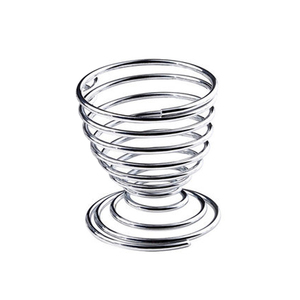 Porte-gobelet à œuf bouilli en fil métallique à ressort en spirale argent Flexible réutilisable pour la décoration de table cuisine petit déjeuner - Product Image 6