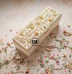 Luxury Hand Embroidered Acrylic Fabric <b>Gift</b> Packaging <b>Box</b> Flower Angel Custom Logo Souvenir Indian Art Ramadan <b>Eid</b> Festival - Product Image 1