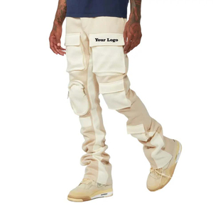 OEM Logo personnalisé Pantalons de survêtement évasés à poches cargo empilées de haute qualité pour hommes Pantalons cargo streetwear multi-poches personnalisés - Product Image 1