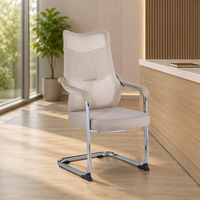 Chaise d'invité architecturale à dossier en maille, base cantilever chromée, design à quatre panneaux, pour conférence, réception et sièges de direction