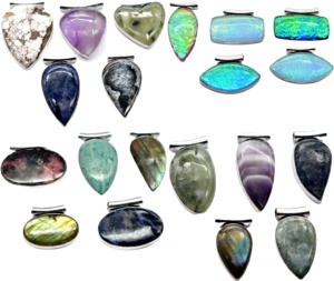 Lote de anillos de piedras preciosas chapados en plata de ley 925 hechos a mano, tamaños ajustables a granel, joyería de moda mixta con collares colgantes - Product Image 2