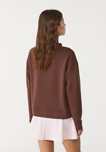 Custom Brown High Neck <b>Sweatshirt</b> for Women Soft Touch <b>Gym</b> Workout Hoodie with Embroidery Wholesale Winter Season - Product Image 4