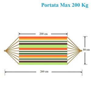 Amaca esterna in cotone arancione/verde/Beige Design a righe 200x80cm con borsa inclusa per il campeggio in giardino e il relax in spiaggia - Product Image 2