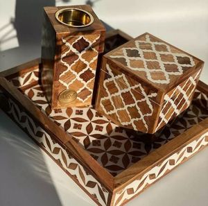 2025 Eid Ramadan Gift Bakhoor Set Home Hotel Events Wholesale Price Resin Inlay Tray <b>Oud</b> Storage Box And <b>Oud</b> Incense <b>Burner</b> - Product Image 3