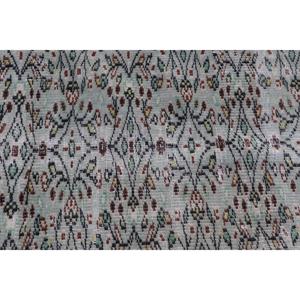 Tapis turc 4,5x8,2 pieds, tapis vintage, tapis à carreaux verts en laine - Product Image 4