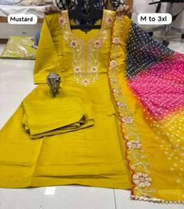 Tenue de créateur haute sur demande en soie de rayonne lourde Kurti & Pant Gota Pati & Broderie Travail avec Dupatta à vendre - Product Image 4