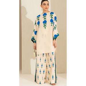 Punjabi ชุดสั้นสีขาวสำหรับฤดูร้อน kameez pallazzo ชุดผ้าไหมสไตล์ปากีสถานแขนยาวจาก Sharara อินเดียขายส่ง farshi shalwar - Product Image 1