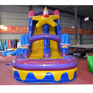 Tobogán Acuático Inflable Comercial con Diseño de <span class=keywords><strong>Palmera</strong></span>, PVC Iridiscente, Tobogán Gigante de Doble Carril para Interiores y Exteriores, Parque Acuático Inflable - Product Image 3