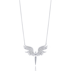 Angel Design <b>Clear</b> Zircon Stone Charm Necklace Wholesale Handmade Turkish 925 Silver Sterling Jewelry - Product Image 2