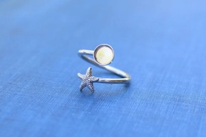 Envoltura de estrella de mar de plata Anillo ajustable Bisel en blanco Anillo de copa Cabujón redondo 6mm DIY Base de joyería de leche materna Anillo de recuerdo del océano - Product Image 4