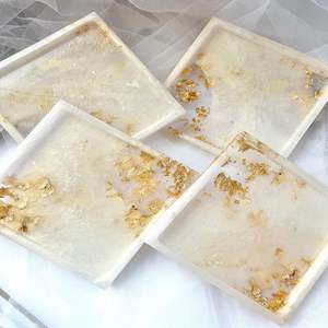 Posavasos de resina artísticos con alfombrillas epoxi hechas a mano de mármol en capas brillantes, perfectas para uso decorativo de mesa de centro moderna para el hogar - Product Image 4