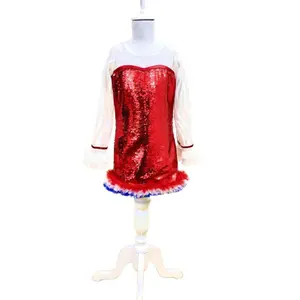 Top Sell 2024 Sequin Royal Blue Red and White 4th of July Dress Toddler For Girls Wearing Dress For Sale