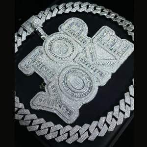 Custom Pass Diamond Test Baguette VVS Moissanite Hip Hop <b>Mens</b> Letters 925 <b>Silver</b> Pendant Fashion Rapper Pendant <b>for</b> <b>Necklace</b> - Product Image 1