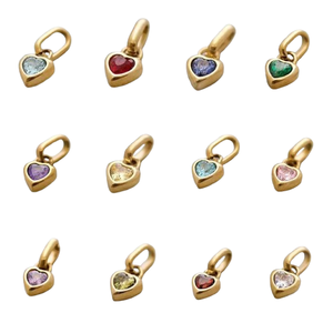 Pendentif à breloque cœur en or vermeil petite aigue-marine-Collet Gemstone Chunky Pendentif pour femme-Valentin - Product Image 2