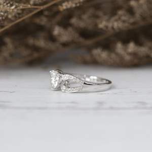 Anillo en Forma de Corazón, Brillante Anillo de Boda de Oro Blanco de 14K, Anillo de Compromiso y Promesa, Colección de Anillos, Regalo - Product Image 2