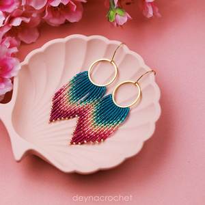 MS Handicraft Boho Glass <b>Bead</b> Earrings with <b>Turquoise</b> Design and Cascading Fringe Unique Jewelry Gift - Product Image 2