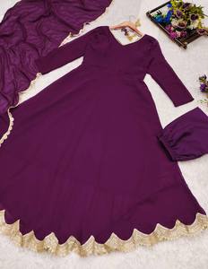 Traje Georgette Salwar de diseñador con bordado, encaje elegante, traje paquistaní Anarkali Dupatta Dress, ropa de boda - Product Image 2