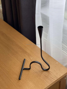 S-Type Wrought Iron Forged <b>Candlestick</b> <b>Black</b> Finish Candle <b>Holder</b> with Snake Style Metal Candelabro - Product Image 3