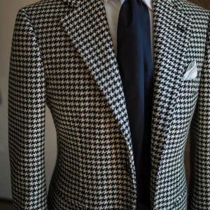 Blazer de Lana Cruzado con Solapa para Hombre 2025, Traje Formal de Negocios a Cuadros, Chaqueta con Cierre de Cremallera, Pantalones Transpirables Antiarrugas con Muescas - Product Image 1