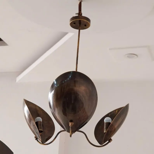 Handmade Mid Century Modern Brass Chandelier with 3 Arms Italian Sputnik Pendant <b>Light</b> for Industrial or <b>Vintage</b> Style Rooms - Product Image 3