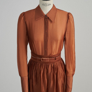 Gran oferta, blusa y camisa para mujer, con volantes ESPERANZA TOPS, cuello vuelto, tela de Cupro, ropa de mujer, etiquetado privado elegante - Product Image 1