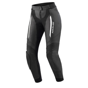 Pantalon de motard en cuir pour homme, haute qualité, très demandé, coupe droite mi-haute, fermeture boutonnée, noir foncé, épais, équipement de protection pour moto - Product Image 2