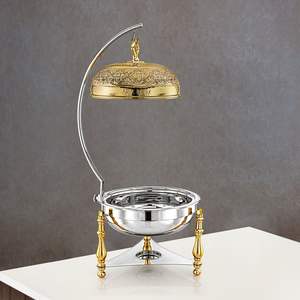 On Top Selling Ramadan Classic Look Moyen-Orient Couvercle en métal décoratif Chauffe-plats Buffet Hotpot Casseroles Hot Pot en bois - Product Image 4