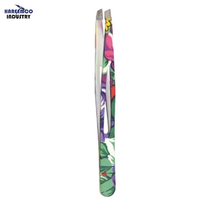 Pince à épiler professionnelle réutilisable en acier inoxydable à pointe inclinée, personnalisable avec logo, faible MOQ, pour cils et sourcils, avec tube transparent - Product Image 1