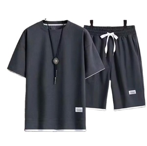 Traje de Verano para Hombre: Camiseta de Manga Corta + Pantalones Cortos Anchos, Conjunto Deportivo Delgado y Transpirable de Dos Piezas, Traje Informal Holgado para Hombre - Product Image 4