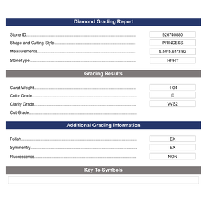 เพชรปลูก VVS2เจ้าหญิง1.04 CT-ได้รับการรับรองจาก IGI เพชรอเนกประสงค์พร้อมความคมชัด VS1 - Product Image 2