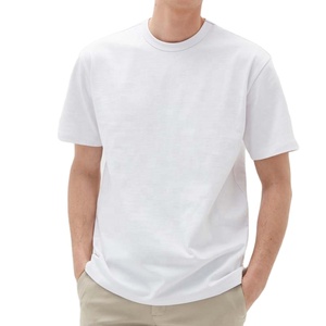 T-shirts personnalisés à col rond pour hommes, de meilleure qualité, à épaules tombantes, T-shirt à col rond blanc uni, T-shirts en trois mélanges - Product Image 1