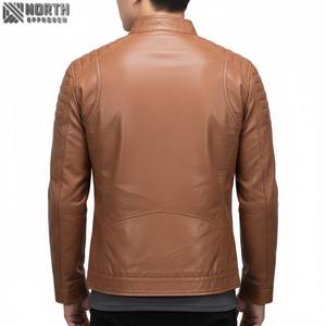 แจ็กเก็ตบอมเบอร์หนังสีน้ำตาลสำหรับขี่มอเตอร์ไซค์ทุกเพศพร้อมลายพรางกันน้ำและกันลม - Product Image 2
